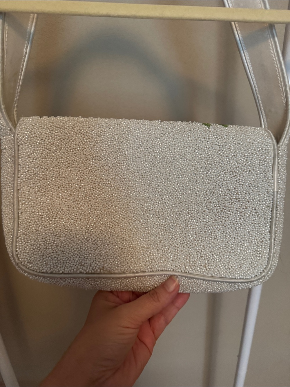 Beaded White Vegetable Embroidered Shoulder Bag - Picture 8 of 13